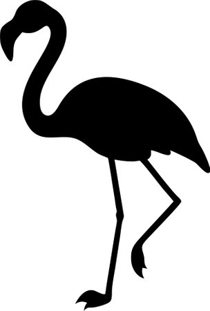Black silhouette flamingo logo vector on white backgroundのイラスト素材