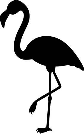 Black silhouette flamingo logo vector on white backgroundのイラスト素材