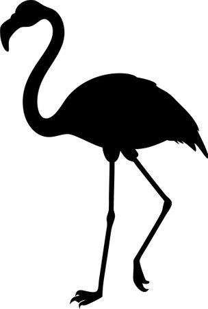 Black silhouette flamingo logo vector on white backgroundのイラスト素材