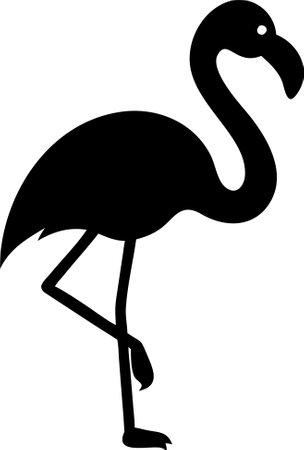 Black silhouette flamingo logo vector on white backgroundのイラスト素材