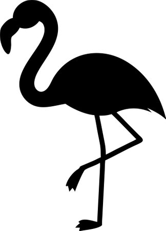 Black silhouette flamingo logo vector on white backgroundのイラスト素材