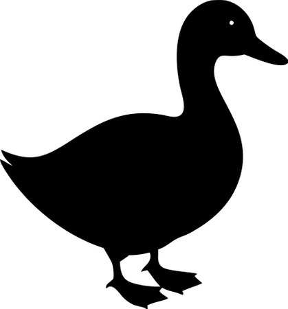 Duck sign. Duck black silhouette isolated on white background. Vector illustrationのイラスト素材