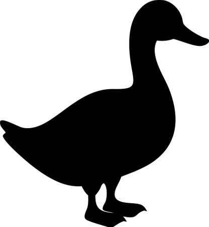 Duck sign. Duck black silhouette isolated on white background. Vector illustrationのイラスト素材