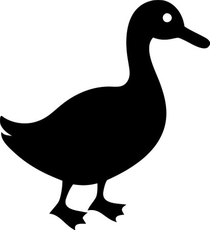 Duck sign. Duck black silhouette isolated on white background. Vector illustrationのイラスト素材