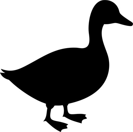 Duck sign. Duck black silhouette isolated on white background. Vector illustrationのイラスト素材