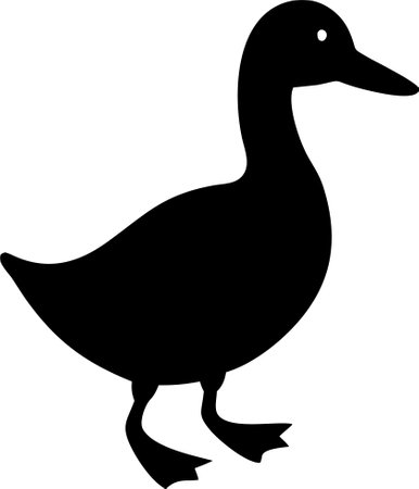 Duck sign. Duck black silhouette isolated on white background. Vector illustrationのイラスト素材