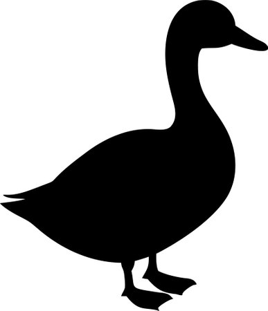 Duck sign. Duck black silhouette isolated on white background. Vector illustrationのイラスト素材