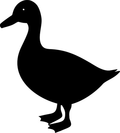 Duck sign. Duck black silhouette isolated on white background. Vector illustrationのイラスト素材
