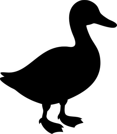 Duck sign. Duck black silhouette isolated on white background. Vector illustrationのイラスト素材