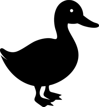 Duck sign. Duck black silhouette isolated on white background. Vector illustrationのイラスト素材