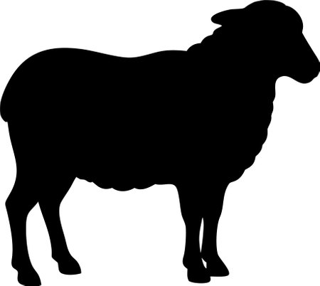 Cute sheep lamb silhouette isolated on white background. Lamb icon vector illustration design.のイラスト素材