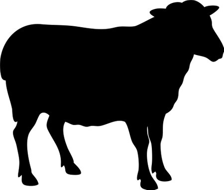 Cute sheep lamb silhouette isolated on white background. Lamb icon vector illustration design.のイラスト素材