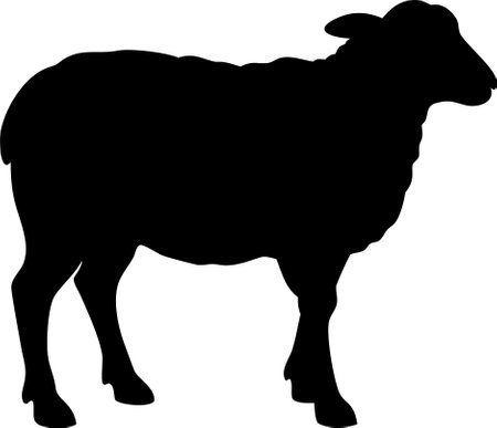 Cute sheep lamb silhouette isolated on white background. Lamb icon vector illustration design.のイラスト素材