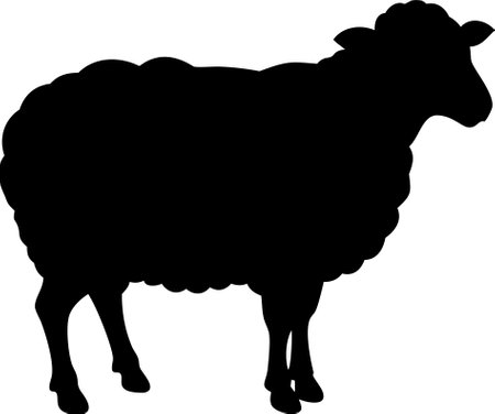 Cute sheep lamb silhouette isolated on white background. Lamb icon vector illustration design.のイラスト素材