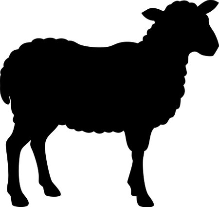 Cute sheep lamb silhouette isolated on white background. Lamb icon vector illustration design.のイラスト素材