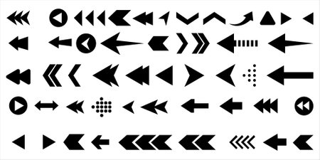 Arrow icon set. left direction arrow sign set vector on white backgroundのイラスト素材