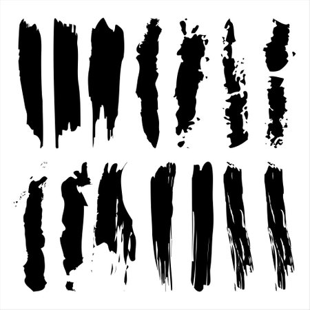 Big collection Paint Brush Strokes, Black Grunge Brushes vector on white backgroundのイラスト素材