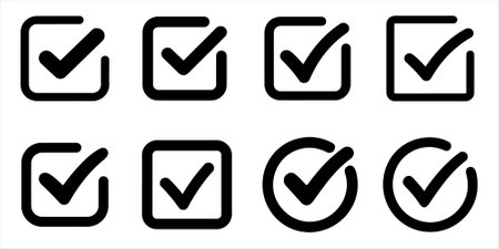 Checkbox silhouette icon set vector on white backgroundのイラスト素材