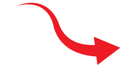 Red curved arrow vector art on white backgroundのイラスト素材