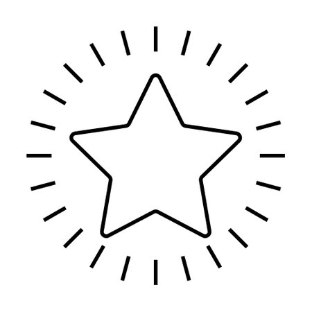 Star icon. Linear star with rays vector on white background