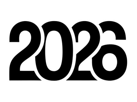 Happy New Year 2026 text design vector on white background