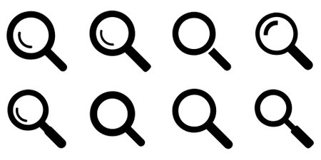 Collection of search ion vector on white backgroundのイラスト素材