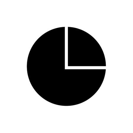 Black Pie Chart Icon for Data Visualization. App data icon vector on white backgroundのイラスト素材