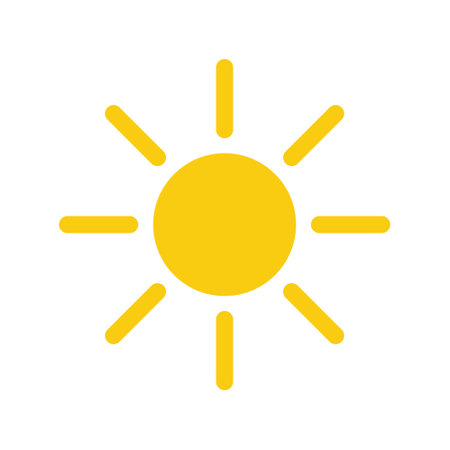 Simple yellow sun icon perfect for weather apps vector on white backgroundのイラスト素材