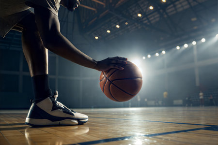 Close up of basketball player in action. Mixed media. Mixed media