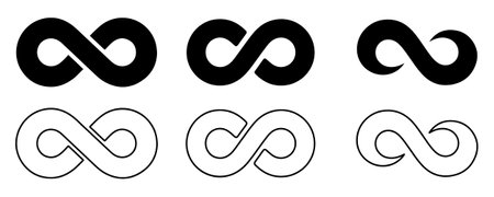 Set of Infinity Symbol, infinity endless loop icon vector on white backgroundのイラスト素材