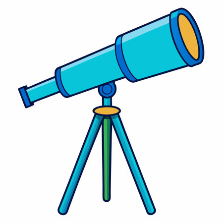 Colorful Cartoon Telescope on Tripod for Educational Illustrationのイラスト素材