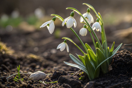 Snowdrop flowers, Galanthus (snowdrops) in early spring