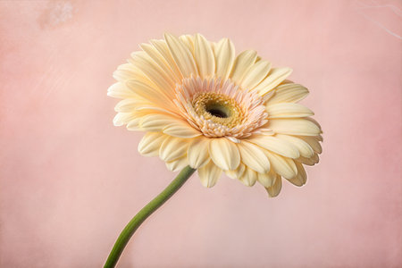 Gerbera flower on pastel pink background with copy space.の写真素材