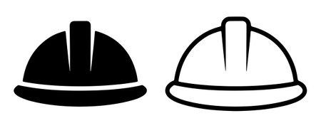 construction helmet, safety helmet, hard hat, safety equipment silhouette icon vector illustration on white backgroundのイラスト素材