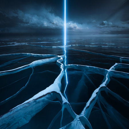 Icebergs in the ocean. 3d illustration. Blue background.の写真素材