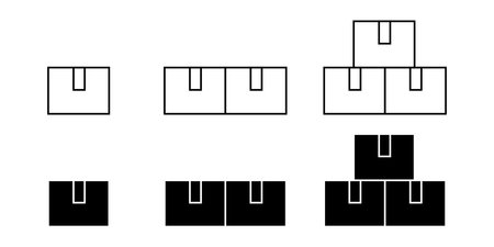 Collection of cargo box line and black icon vector isolated on white backgroundのイラスト素材