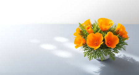 Eschscholzia californica flowers in a vaseの写真素材