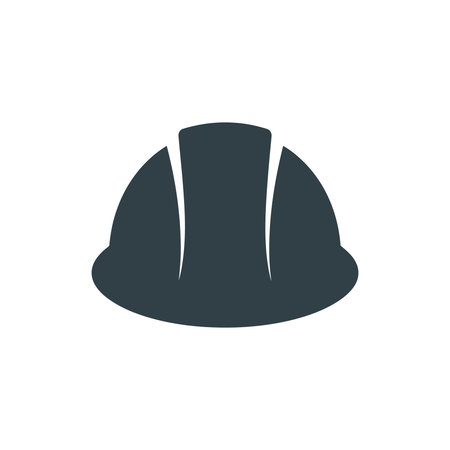 This is a simple illustration of a hard hat, isolated on a white background. The hard hat is a piece of safety equipment used in construction and other industries.のイラスト素材