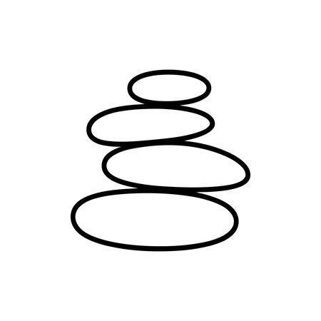 A line drawing of a stack of zen stones, balanced on top of each other. Isolated on a white background, the image evokes a sense of peace and tranquility.のイラスト素材