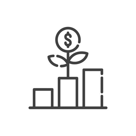 Vector art of growing money line icon investment conceptのイラスト素材