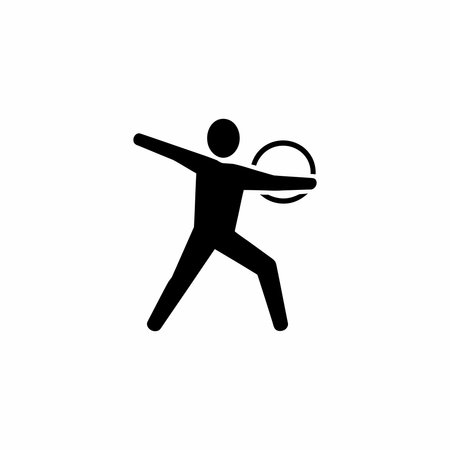 Silhouette of person throwing or holding a hoop isolated on whiteのイラスト素材