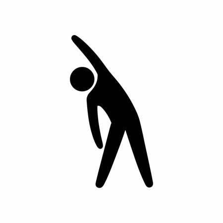 Stick figure doing a side bend stretch isolated on white backgroundのイラスト素材