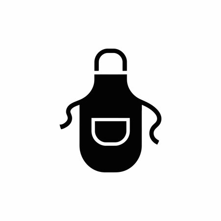 Black and white icon of a kitchen apron with pocket vectorのイラスト素材