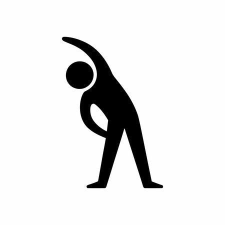 Silhouette of person doing side body stretch isolated on white backgroundのイラスト素材