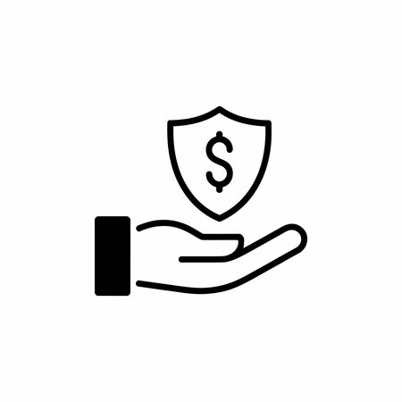 Hand holding shield with dollar sign icon isolated onのイラスト素材