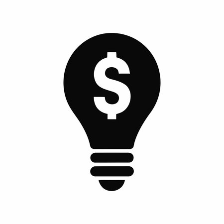 Black and white icon of a light bulb with dollar signのイラスト素材