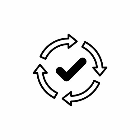 Circular refresh icon with checkmark isolated onのイラスト素材