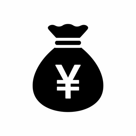 Black icon of a money bag with yen symbol isolated onのイラスト素材