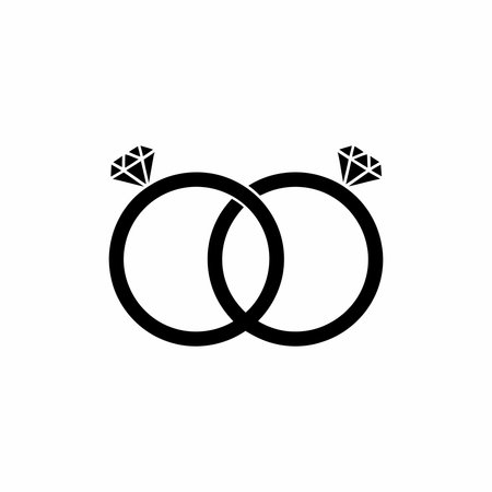 Two interlocking diamond engagement rings icon isolated onのイラスト素材