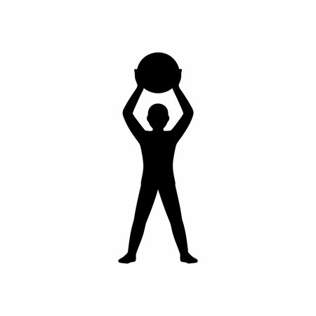 Silhouette of person holding medicine ball overhead vector isolated on white backgroundのイラスト素材